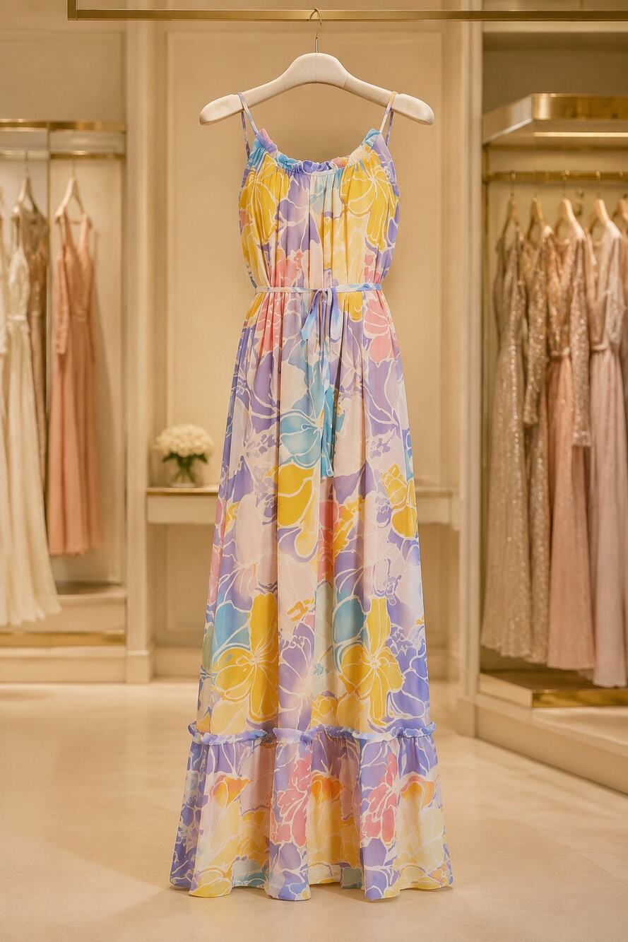 Ramy Brook Ivy Paval Silk Chiffon Floral Maxi Dress Belted NWT $585 Size Small